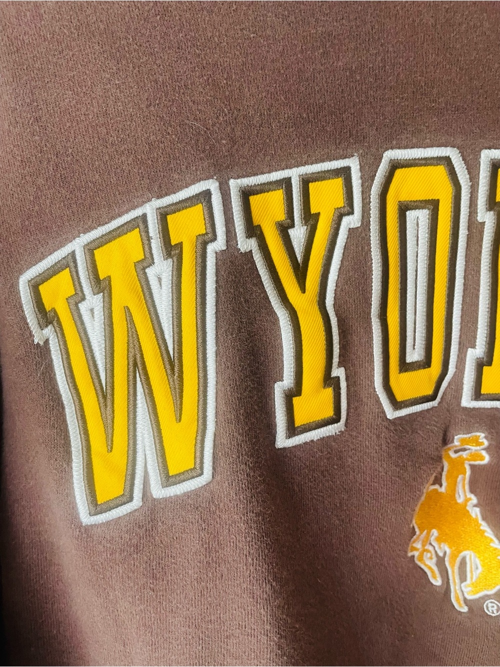 Vintage Wyoming Brown Crewneck Sweatshirt with Yellow Logo - Picture 4 of 8